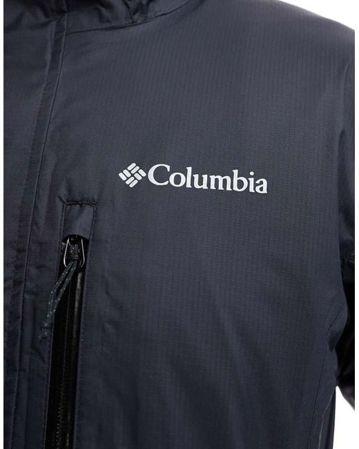 Columbia Blue Pouring Adventure Hooded Rain Jacket for men