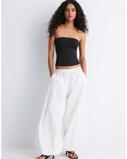 Stradivarius Black Polyamide Bandeau Top