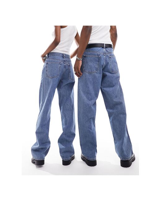 Galaxy - jeans dritti ampi unisex stile anni '90 di Weekday in Blue