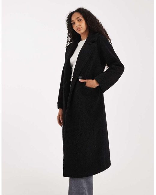 Threadbare Black Borg Maxi Coat