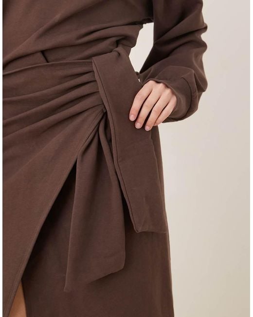 ASOS Brown Circular Design Collection Wrap Midi Sweat Dress