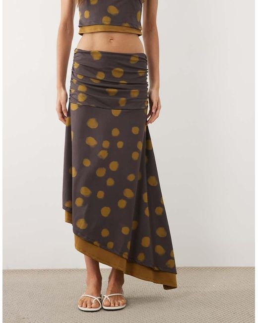 ASOS Natural Asymmetrical Midi Skirt