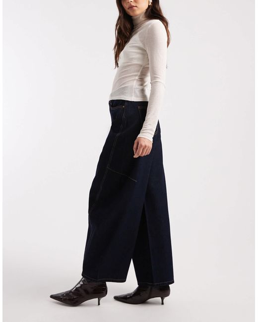 Vero Moda Blue Kaitlin Wide Barrel Jeans With Contrast Stitiching