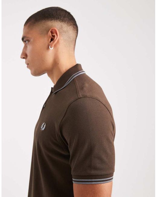 Fred Perry Brown Twin Tipped Polo for men
