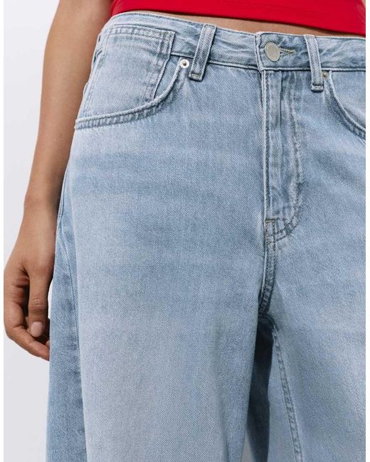 Pull&Bear Blue Wide-leg Jeans With Bows