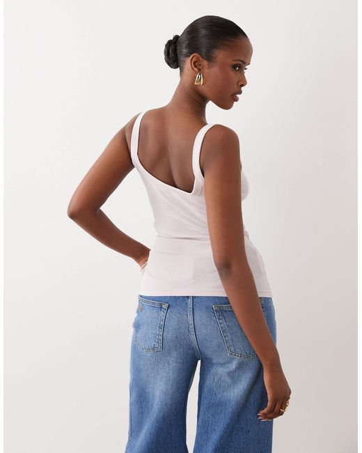 Gina Tricot White Basic Rib Singlet