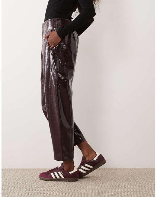 Threadbare Purple Faux Leather Barrel Leg Trousers