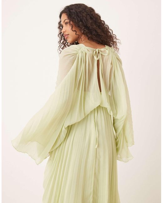 ASOS Natural – plissiertes maxikleid aus chiffon