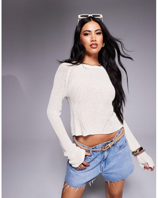 ASOS Gray Knitted Open Back Jumper