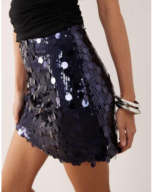 ASOS Natural Mixed Sequin Mini Skirt