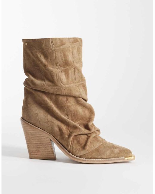 Bronx Brown New Kole Slouchy Heeled Western Boots