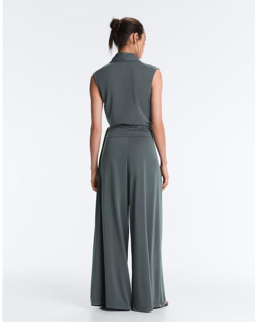 Oysho Gray Modal Blend Sleeveless Crossover T-shirt