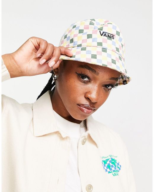 Vans Slub Hankley Checkerboard Bucket Hat in White Lyst Canada