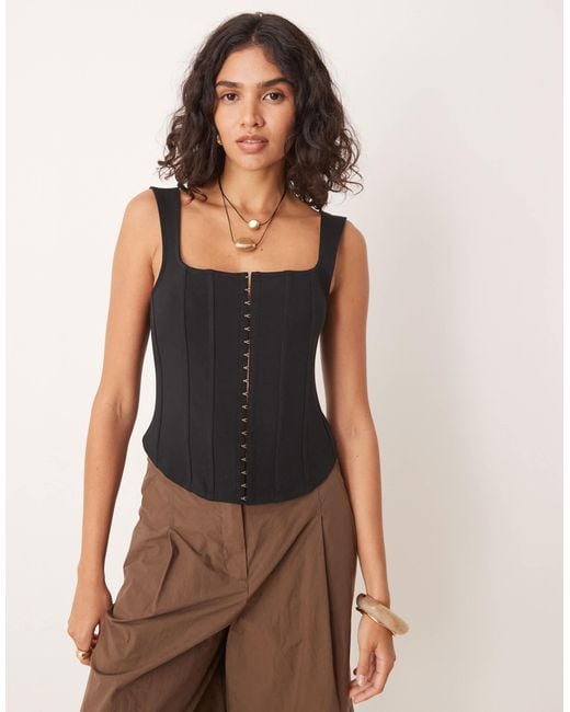 ASOS Black Corset Top With Eyelet Front