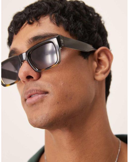 Gafas De Sol Negras Y Verdes Degradadas Con Montura Gruesa Rectangular Y Lentes Ahumadas De ASOS de hombre de color Green