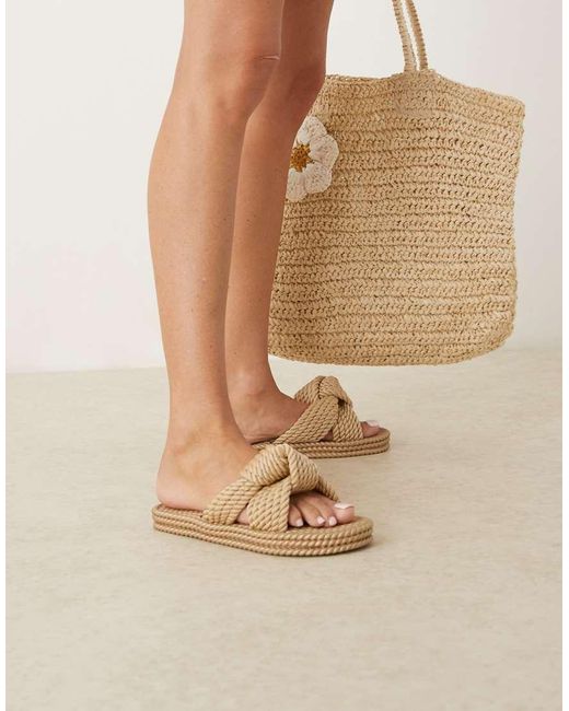 ASOS Natural Josie Chunky Knot Jelly Mule Sandal