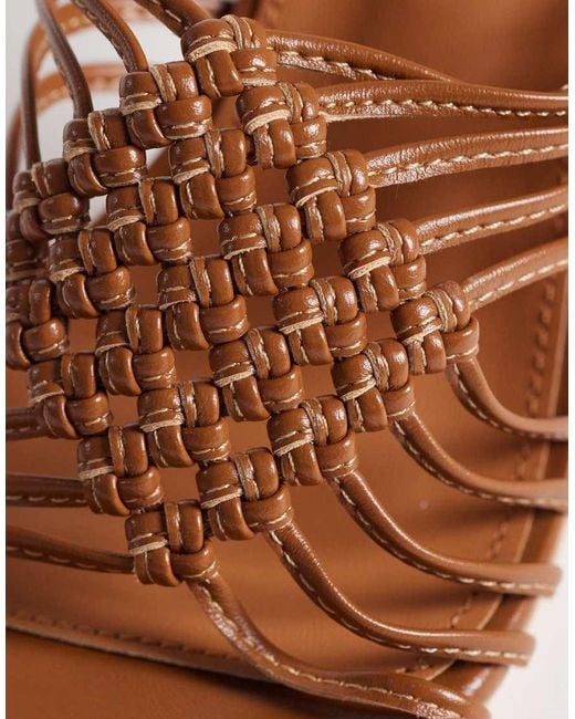 Public Desire Brown Woven Block Heeled Sandals