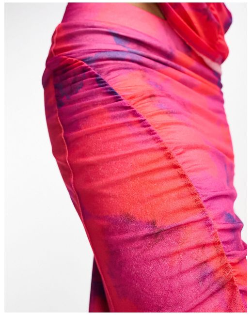 Vero Moda Midi Rok Van Mesh Met Tie-dye in het Pink