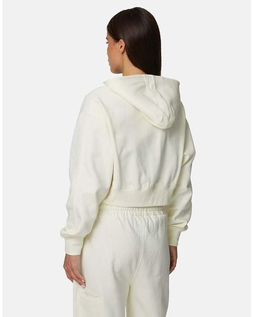 Good For Nothing White Cropped Zip Hoodie With Monogram