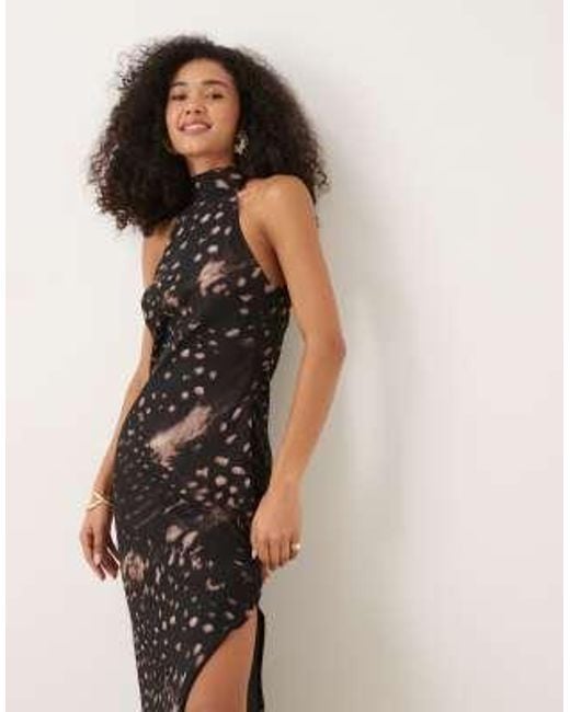 ASOS Multicolor Asos Deisgn Chiffon High Neck Midi Dress