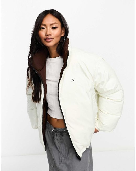 Calvin klein white puffer jacket online