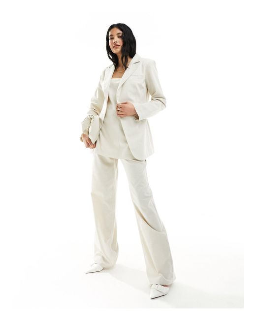 4th & Reckless White Tailored Linen Cinched Waist Blazer Co-ord