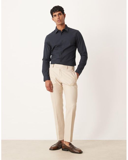 ASOS Blue Easy Iron Royal Oxford Slim Shirt for men