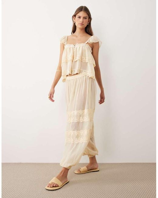 Miss Selfridge Natural Lace Insert Bloomer Pants