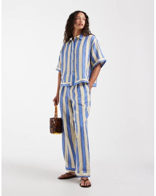 ASOS Blue Delilah Beach Cheesecloth Resort Short Sleeve Shirt