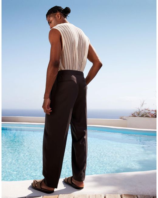 ASOS – schmal zulaufende strand-anzughose in Blue für Herren