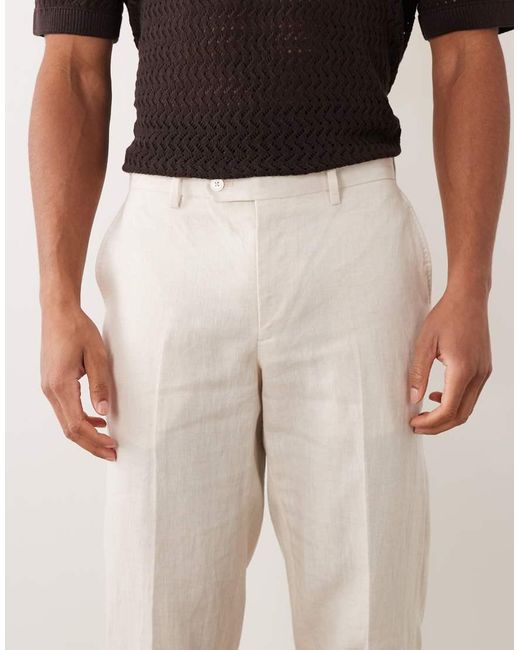 Mango White Amalfi 100% Linen Slim Fit Suit Pants for men
