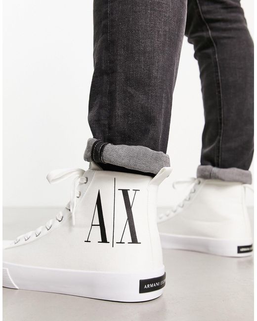 Armani Exchange – knöchelhohe sneaker in White für Herren