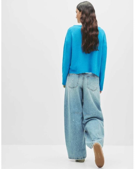Pull&Bear Blue – oversize-feinstrickpullover