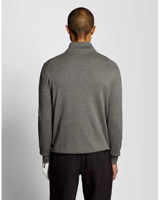 Lyle & Scott Gray Mid Knits Golf Quarter Zip Jumper for men