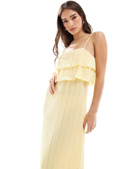 Pieces Metallic Plisse Cami Dress With Tiered Ruffle Top Detail