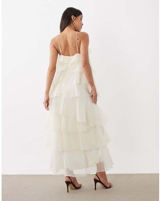 Gina Tricot Natural Frill Maxi Dress
