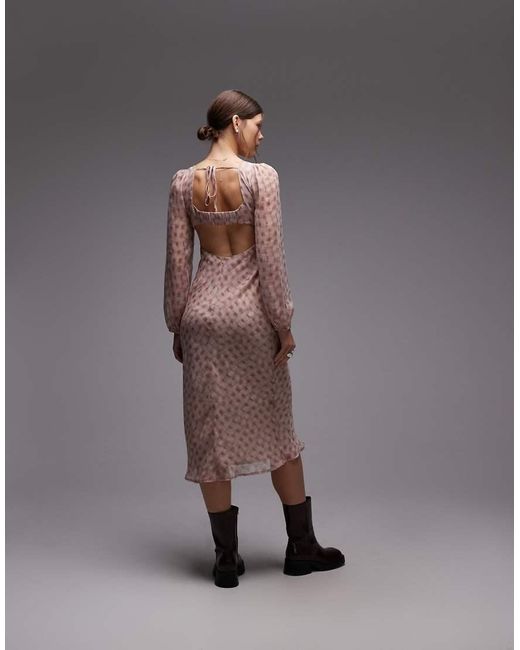 emory park Gray Check Print Long Sleeve Midaxi Dress