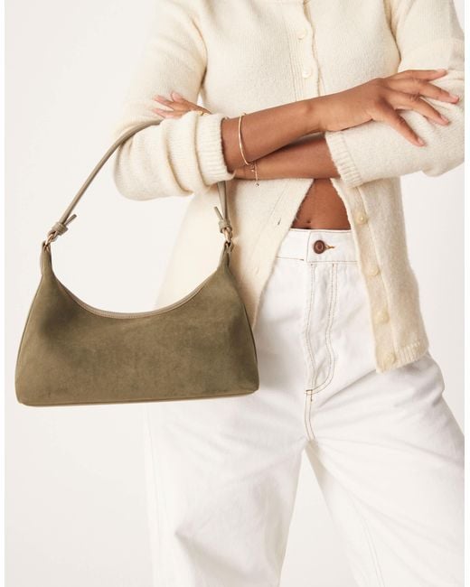 ASOS Natural Faux Suede 90s Shoulder Bag
