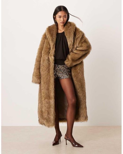 Abercrombie & Fitch Blue Long Faux-fur Coat