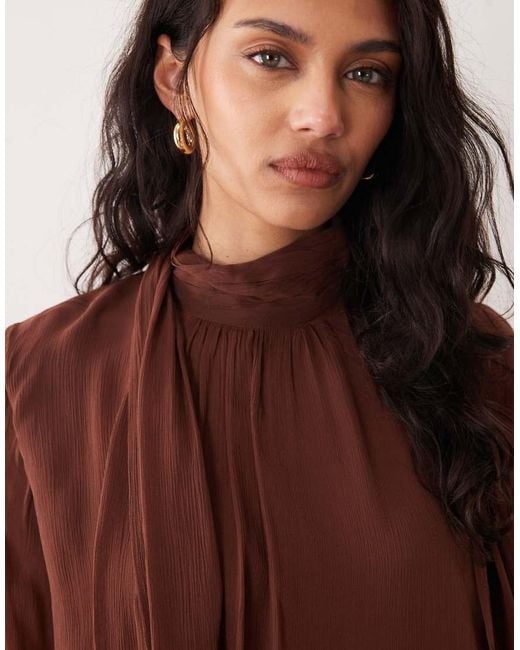 Mango Red Sleeveless Ruffle Blouse With Scarf Detail