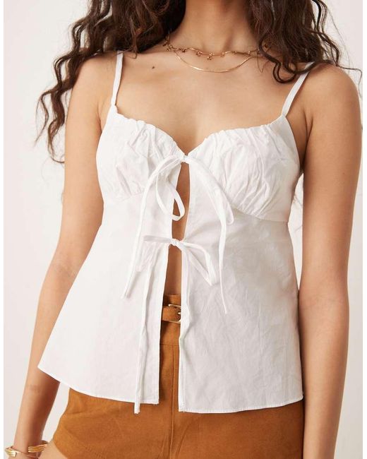 Glamorous White Tie Front Tops