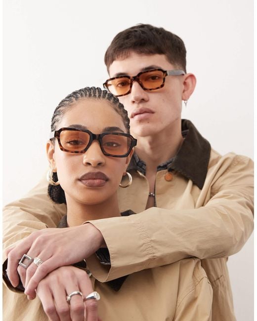 Reclaimed (vintage) Brown Unisex 70s Square Sunglasses