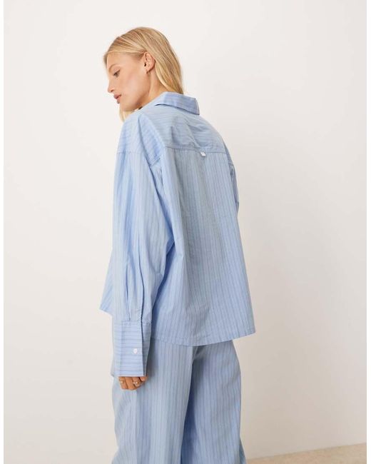 Calvin Klein Gestreept Pyjamashirt Van Katoenen Popeline in het Blue