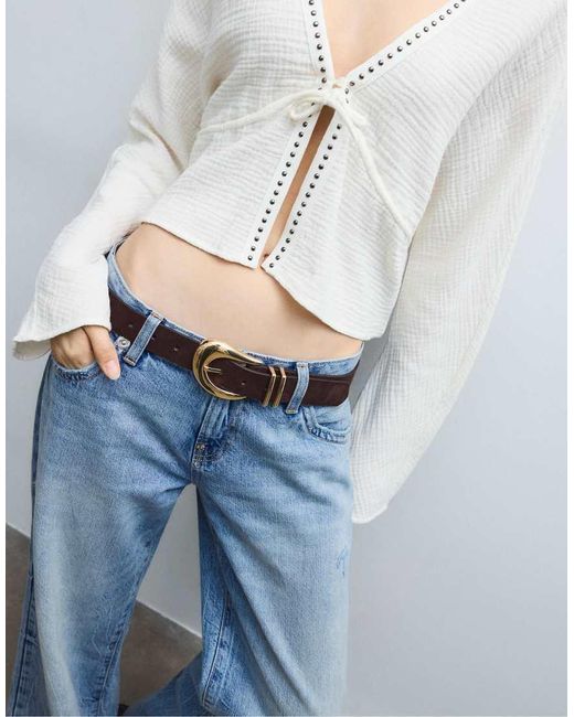 Stradivarius White Belt With Buckle