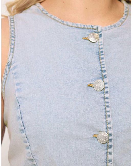 Yours Clothing Blue Denim Longline Waistcoat