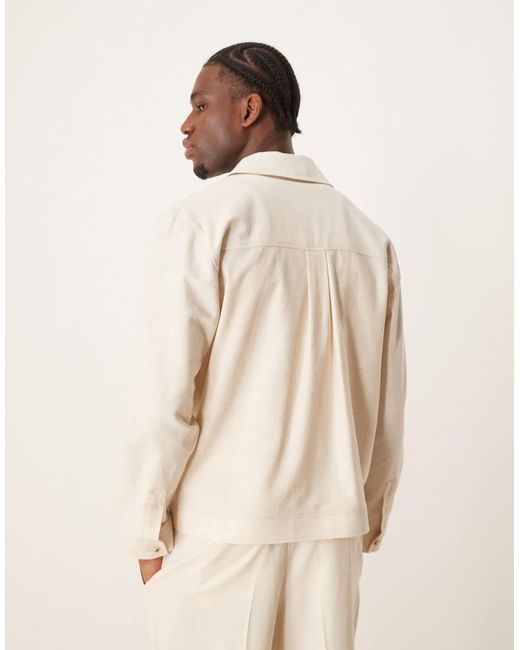 ASOS – elegante hemdjacke aus baumwolle in Natural für Herren