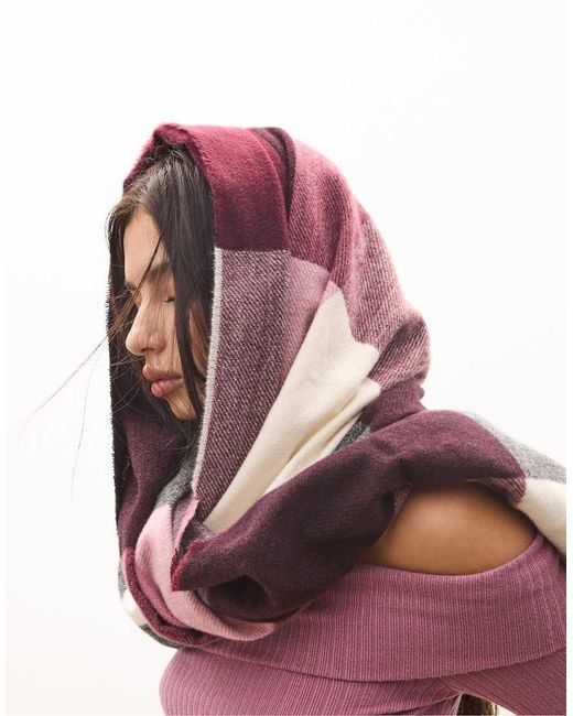 Stradivarius Pink Checked Scarf