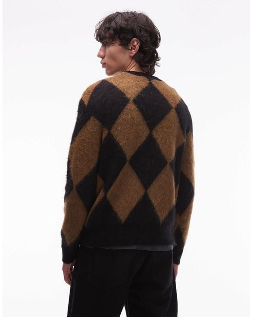 AllSaints Black Bower Crew Neck Diamond Knitted Jumper for men