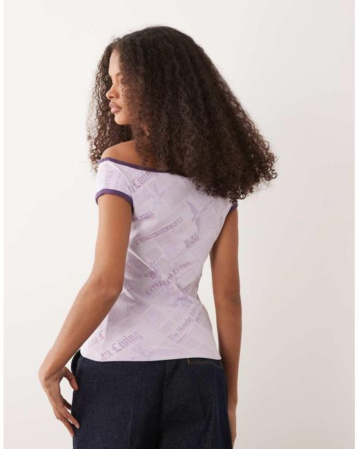 Cotton On White Lucky Star Graphic Off The Shoulder Baby Tee