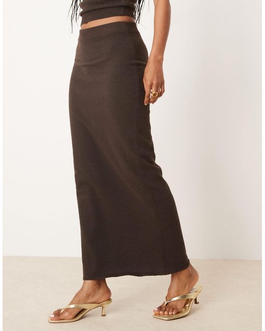 ASOS Natural Co-ord Knit Boucle Midi Skirt